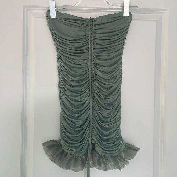 NWOT Lucy in the Sky Halter Ruched Mini Dress Green Size Small - Picture 5 of 12